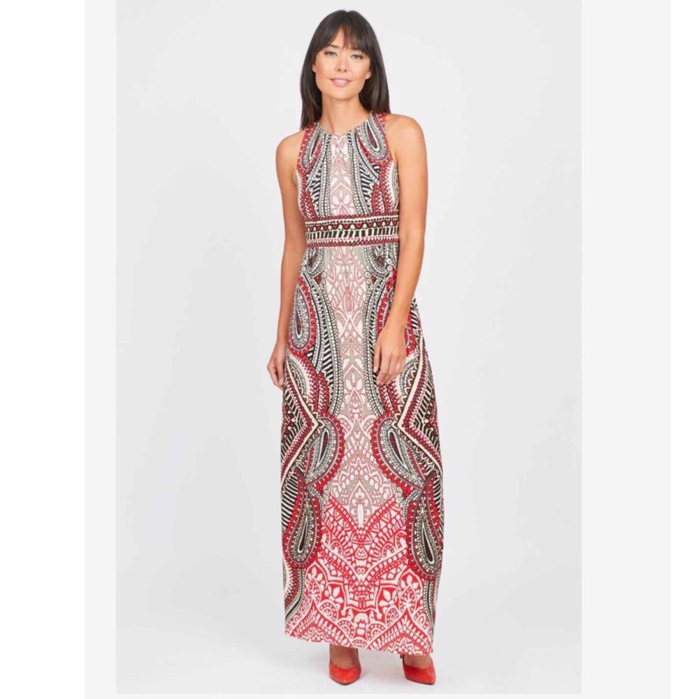 London Times High Neck Maxi Dress